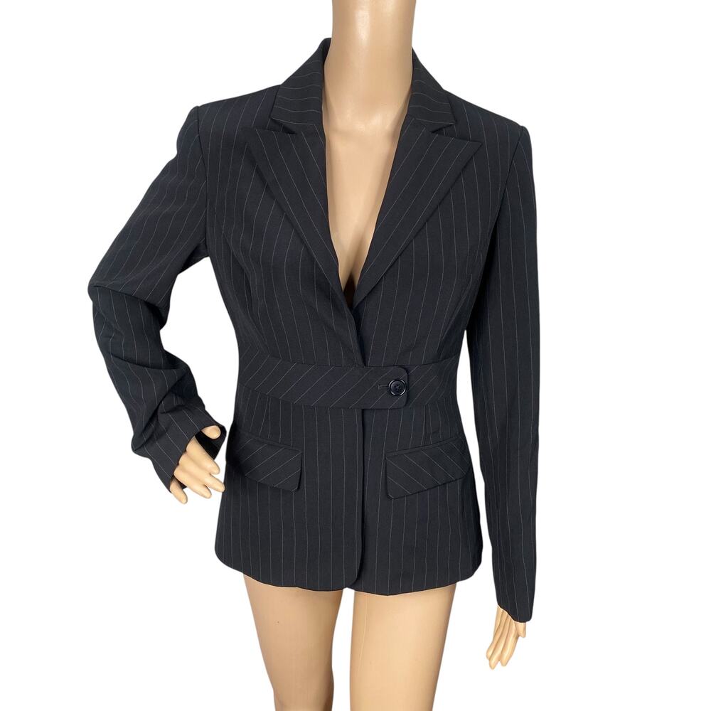 Vintage Y2K Moda International Pinstripe Blazer 8 VS Office Siren Corpcore Strap